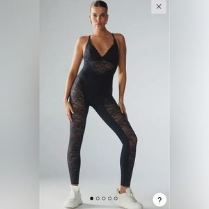 Savage X Fenty Sport Black Lace Onesie; Size Small
